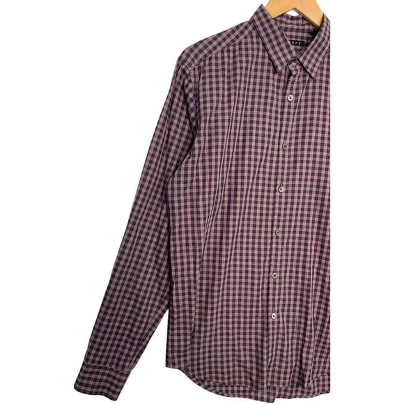 Theory Shirt Mens Medium Purple Plaid Button Up Zack Preppy Classic Casual - Picture 5 of 13